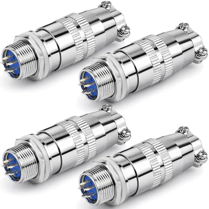 CLYXGS 4 Pack XS12 Aviation Plug Connector, 5 Pin 12mm Push-Pull Circular Connector, 6A 250V Quick Disconnect Wire Cable Male & Female Plug Socket Kit for Industrial, Automotive, and Marine - style: XS12-5