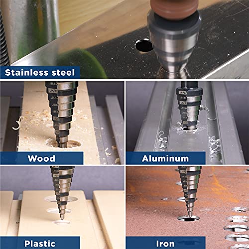 M2 HSS Step Drill Bit Unibit, 3/16"-7/8", Metal Wood Plastic - size: 3/16" to 7/8"