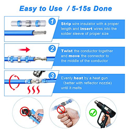 Kuject Heat Shrink Solder Seal Wire Connectors Kit 200PCS