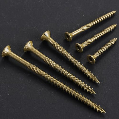Wensilon #10 * 3" Deck Screws, (137pcs) 2 lbs.Exterior Wood Screws, Rust Resistant epoxy Coated, Bronze, T25 Star Bit - color: Yellow, size: 10*3