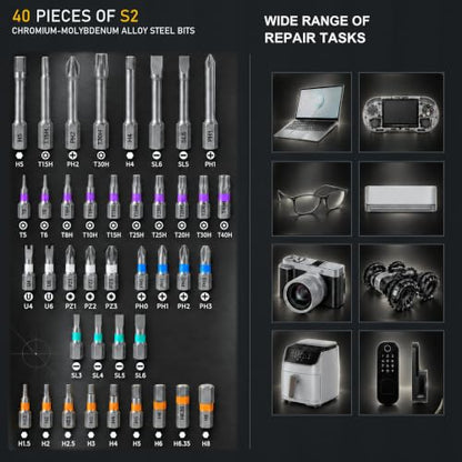 42 in 1 Magnetic Ratchet Screwdriver Set with Detachable T-Handle - color: Grey, size: 42 in 1