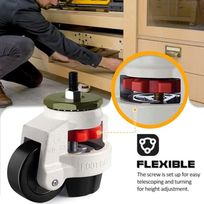 Retractable Leveling Machine Casters 4Pcs- 440 lbs Per Set - size: 1.5 INCH