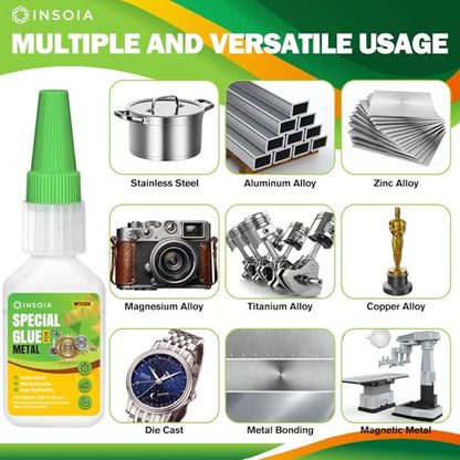 INSOIA Super Metal Glue Clear, 20g, Strong Bond, with Precision Tips