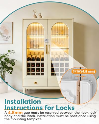 Cabinet Locks with Combination, 180° Sliding Closet Door Lock - color: White