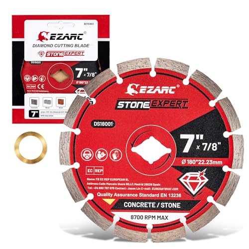 EZARC 7 Inch Segmented Diamond Blade, 7/8"-5/8" Arbor, 1-Pack - size: 7 Inch