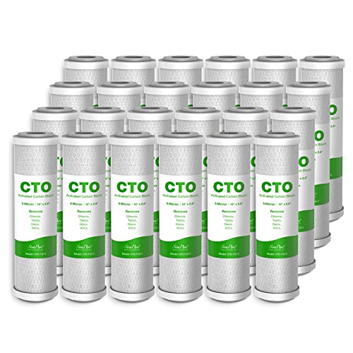 SimPure 5 Micron 10" x 2.5" Whole House CTO Carbon Sediment Water Filter - size: 24 Count, style: Carbon