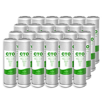 SimPure 5 Micron 10" x 2.5" Whole House CTO Carbon Sediment Water Filter - size: 24 Count, style: Carbon