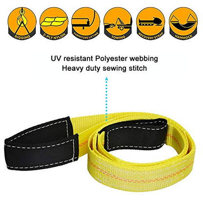 Trekassy 4 Pack 6' x 2" Lifting Sling Straps, 6ft Lifting Straps with 9,400 lbs Basket Rated Capacity, Heavy Duty Nylon Tree Saver Recovery Strap Web - size: 6ft (Pack of 2)
