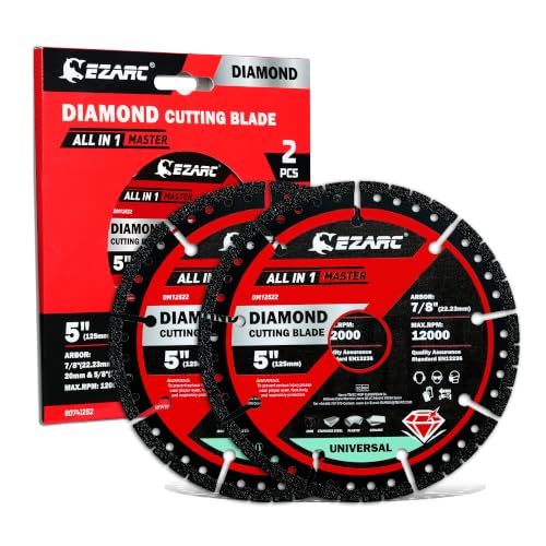 EZARC 5" Multi Material Diamond Saw Blades 2 Pack for Metal Tile Plastic - size: 5 inch