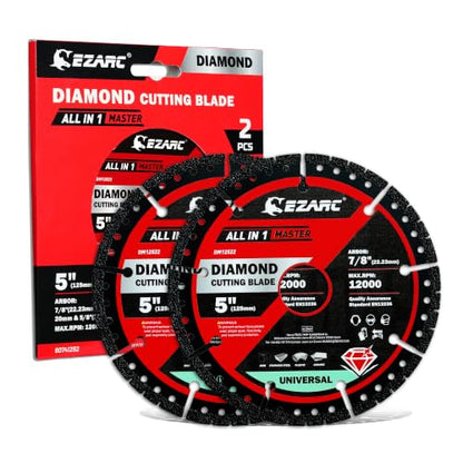 EZARC 5" Multi Material Diamond Saw Blades 2 Pack for Metal Tile Plastic - size: 5 inch