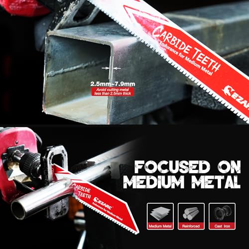 EZARC Carbide Reciprocating Saw Blades, 6-Inch 10TPI, Medium Metal, 3-Pack - size: 6 inch, style: 10TPI