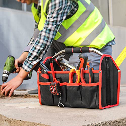 HAUTMEC 13 Inch Tool Bag, Foldable Open Top Tool Bag with Stiff Frame, Heavy-Duty Tool Tote with Padded Handle, Water-Resistant Base, Portable Tool Organizer for DIY & Jobsite Use – TB0001 (Pack of 3) - size: 13-Inch (Pack of 3), style: Foldable