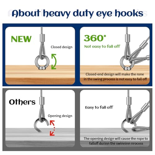 5.5 Inch Heavy Duty Eye Hooks, M10 Self Tapping Screw Eyelets, 4 Pcs