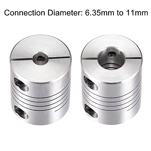 uxcell Motor Shaft 6.35mm to 11mm Helical Beam Coupler Coupling 25mm Dia 30mm Length - size: 6.35mm to 11mm