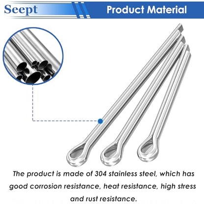 120Pcs Cotter Pins 304 Stainless Steel Cotter Pins Assortment Kit Tractor Pin Used for Hitch Pin Lock System, Trucks, Engine Repair in Towing Hitch Clips & Pins - size: 120Pcs 6-sizes
