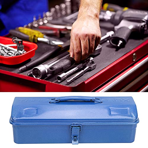 Thickened Metal Tool Box, Portable Empty Toolbox with Handle, Self Locking Buckle, Multifunction Heavy Duty Trunk Tool Storage Organizer for Home, Garage, Workshop (37 * 16 * 11 (350))