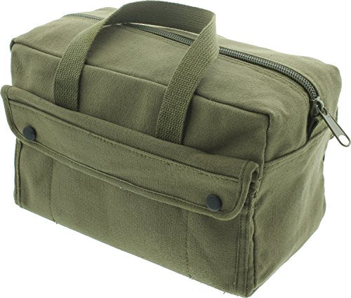 ARMYU Heavy Duty Small Tool Bag Tactical Cotton Canvas Mechanics Bag, 11" x 7" x 6", Olive - color: Olive