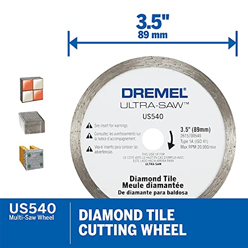 Dremel US540-01 Ultra-Saw 3.5-Inch Tile Diamond Blade, White - size: 3.5 Inch (Pack of 1), style: Diamond Cutting Wheel