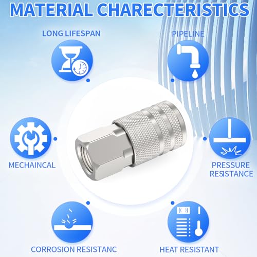 ChillWaves 1/4-Inch Female Industrial Coupler,1/4" NPT Female 4-Ball Quick Connect Air Coupler Air Hose Fittings(12-PACK) - size: 1/4" FNPT