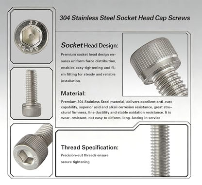M6x1.0 x 50mm Socket Head Cap Screws Metric, 304 Stainless Steel (A2-70), Allen Socket Drive, Bright Finish, Full Thread, Rust & Corrosion Resistant, for Automotive, Machinery & DIY, 20 PCS - size: M6x50mm (20 PCS)