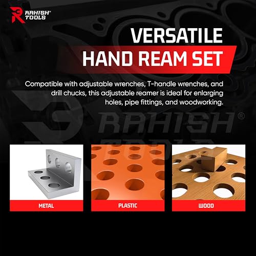 Adjustable Hand Reamer Tool HV to H16 Sizes - 1/4" to 2-7/32” Reaming Tool for Precise Hole Finishing with Carbon Steel Blades - Hand Tools Reamers for Metal & Wood - 6.35mm - 56.35 mm - size: HV to H16 - 20Pcs