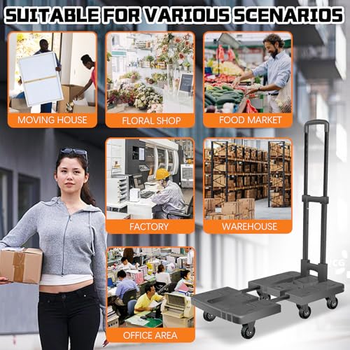 Convertible Hand Truck 550lbs Folding Dolly Cart, 6 Wheel Platform Cart - color: Black-6 Wheels-28"x16"