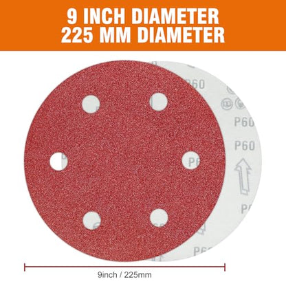 30 PCS 9 Inch Drywall Sanding Discs 60 Grit 6 Hole - color: 6 Hole, size: Grit 60