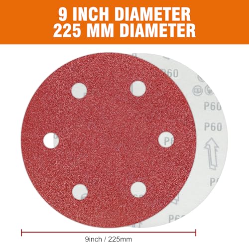 30 PCS 9 Inch Drywall Sanding Discs 60 Grit 6 Hole - color: 6 Hole, size: Grit 60