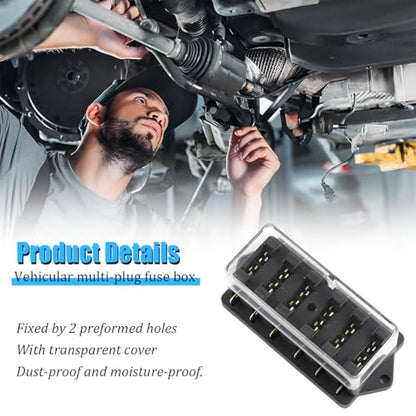 6-Way Covered Standard Blade Fuse Distribution Block - size: 6P