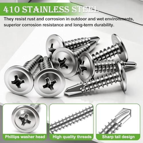 mxuteuk 420PCS #8×3/4" Self Tapping Screws,410 Stainless Steel - size: SV #8×3/4"