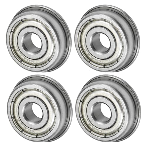 M METERXITY 4-Pack F625ZZ Flanged Ball Bearing, 5 x 16 x 5mm Double Metal Shielded Chrome Steel (GCr15) Flange Rip Bearings for Wheelbarrow/Printer/Fax Machines/Power Tools - size: 5mm x 16mm x 5mm