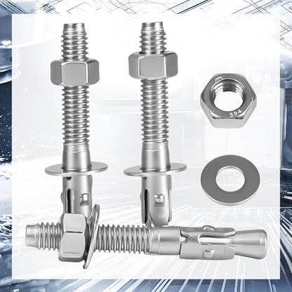 3/8" x 3" Wedge Anchor, 304 Stainless Steel Concrete Anchors, 8Pcs