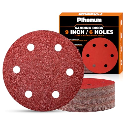 60 PCS 9 Inch Drywall Sanding Discs 40-240 Grit Assorted 6 Hole - color: 6 Hole, size: Grit 40-240