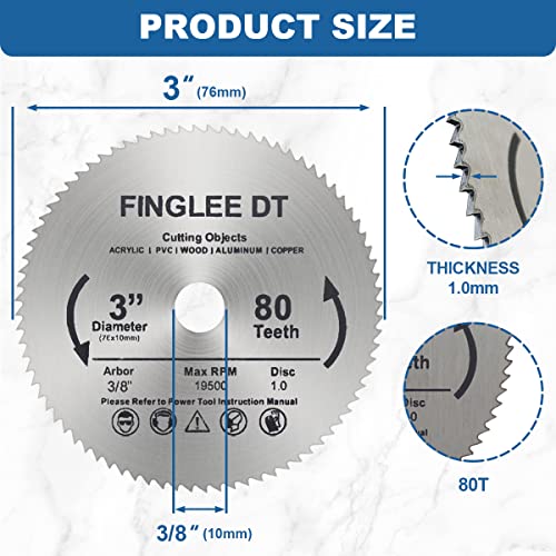 3Pcs 3 inch HSS Circular Saw Blade, 80 Teeth High Speed Steel Cut Off Tool Blade with 3/8 inch Arbor, for Rotary Tools Wood Plastic Cutting(1Pcs) - color: (1Pcs)