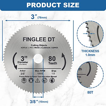 3Pcs 3 inch HSS Circular Saw Blade, 80 Teeth High Speed Steel Cut Off Tool Blade with 3/8 inch Arbor, for Rotary Tools Wood Plastic Cutting(1Pcs) - color: (1Pcs)