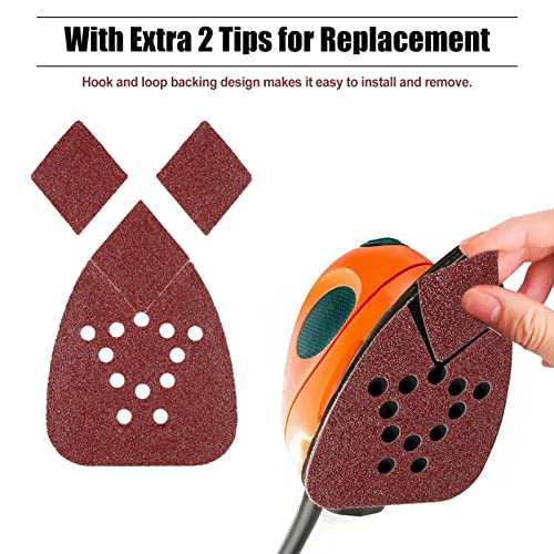 Mouse Detail Sander Sandpaper 20 Pcs, 60 Grit Hook and Loop Detail Sandpaper with 2 Replacement Tips, 12 Hole Sanding Sheets for Metal Woodworking Grinding Polishing - style: 60 Grit