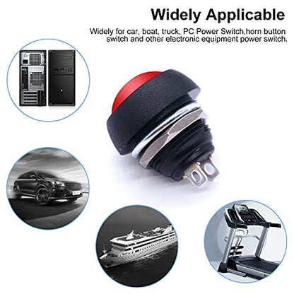 Twidec/6Pcs 12mm Momentary Push Button Switch 1/2" Mounting Hole On Off Mini Round Waterproof Red with Pre-soldered Wires PBS-33B-R-X - color: Red-12mm, size: Momentary