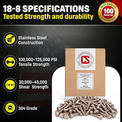 Chenango Supply 1/4-20 x 3/4" Stainless Hex Head Bolts - size: 1/4" X 3/4"