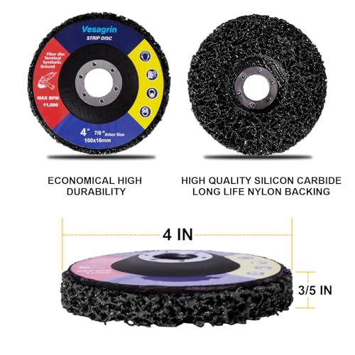 4 inch Stripping Discs Rust Remover Discs Remove Paint and Oxidation 5/8 inch Arbor Clean Discs Poly Strip Disc Angle Grinding Wheel - 6 Pack(Green) - style: Green-6 pcs