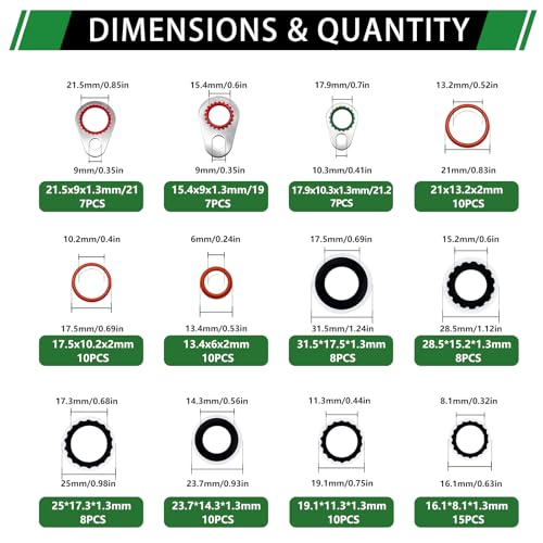 110PCS A/C Compressor Port Bonded Seal Gasket Kit, A/C Seal Washers - color: 110PCS A/C Compressor Seal Washers Kit