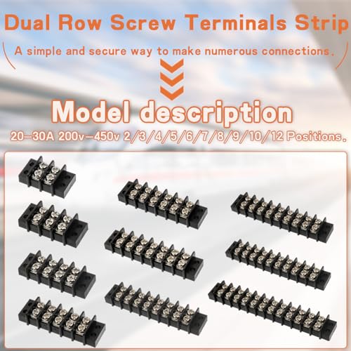 3PCS 10 Circuits Dual Row Screw Terminals Strip with 60PCS Connector - style: 10 Circuits
