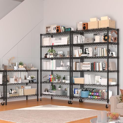PrimeZone 6 Tier Wire Shelving with Wheels 79''H 1500lbs Storage Shelves - size: 36" W x 16" D x 79" H