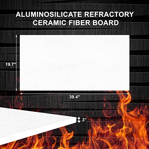 Ceramic Fiber Insulation Board, 2300F Rated, 3" x 19.7" x 39.4", Pack of 1 - size: 3" x 19.7" x 39.4"