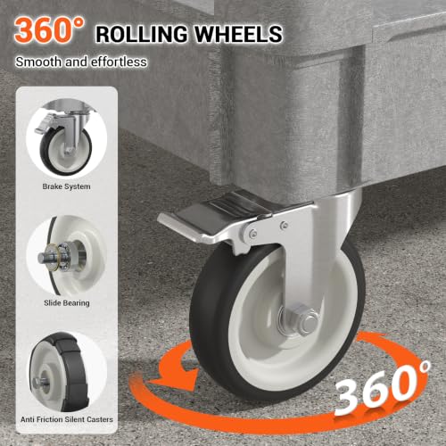 Plastic Utility Cart, 45 x 25 Inch, 1000 Lbs Capacity, Grey - color: Gray, size: 45 × 25 Inch