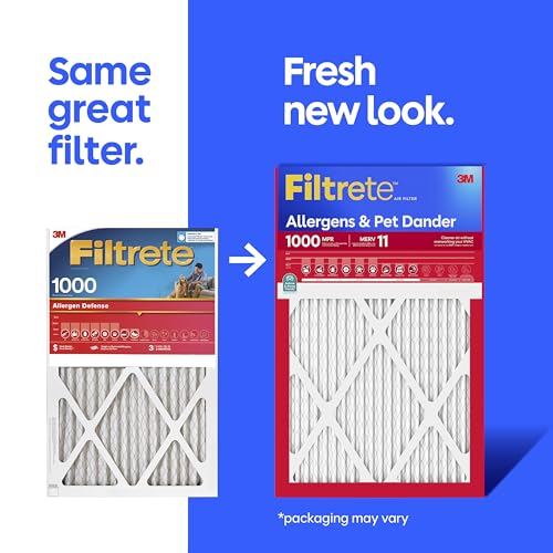Filtrete 16x16x1 Air Filter, MERV 11, MPR 1000, Allergens & Pet Dander, 3-Month AC and Furnace Filters, Cleaner Air, Reliable Airflow, 4 HVAC Filters (Actual Size 15.81 x 15.81 x 0.81 in) - size: 16x16x1