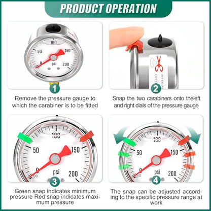 0-200psi Stainless Steel Glycerin Liquid Filled Pressure Gauge1/8 NPT 1.5" Dial, Lower Mount for Pressure Testing of Water, Oil and Air (with Range Mark Pointer) - size: 0-200Psi
