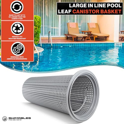 Swimables Heavy Duty Large Leaf Canister Basket - Compatible with Hayward Leaf Canister Basket W530 & W560 Pool Filter Basket Replacement - Durable Pool Strainer Basket for Inline Leaf Canister - style: Large Leaf Canister Basket