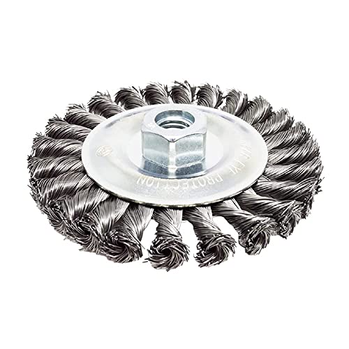 Benchmark Abrasives 5" Standard Twist Knot Abrasive Wire Wheel for Angle Grinder with 5/8"-11 Thread, Cleaning Narrow Holes, Drill, Deburring Grinding Wheels Wire Wheel Attachment - Carbon Steel - size: 5" x 1/2"