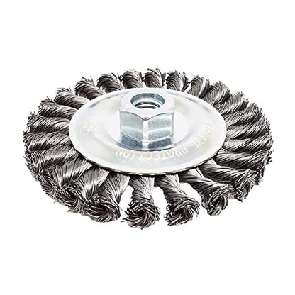 Benchmark Abrasives 5" Standard Twist Knot Abrasive Wire Wheel for Angle Grinder with 5/8"-11 Thread, Cleaning Narrow Holes, Drill, Deburring Grinding Wheels Wire Wheel Attachment - Carbon Steel - size: 5" x 1/2"