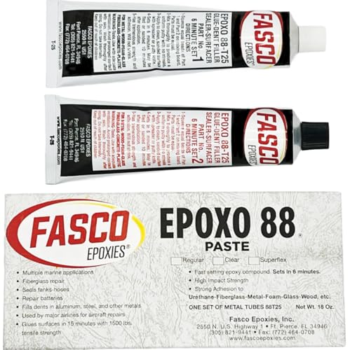 Fasco Epoxo-88 | 6min Set Epoxy Paste Adhesive Glue White 7oz Tube kit